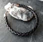 Preview: Armband Leder schwarz Edelstahl 20cm