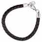 Preview: Armband Leder schwarz Edelstahl 20cm