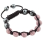 Preview: Shamballa Armband mit Kristallkugel pink und Hämatit