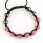 Preview: Shamballa Armband mit Kristallkugel pink und Hämatit