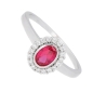 Preview: Ring Zirkonia rot weiss Silber 925 Gr. 50