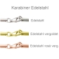 Preview: Lederband 2,5mm geflochten 9 Farben mit Edelstahl Karabiner