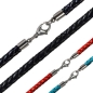 Preview: Exklusives Ledercollier 5mm geflochten in 30 Farben mit Edelstahl Karabiner