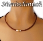 Preview: Design Collier aus Naturkautschuk braun mit Magnetverschluss 48cm