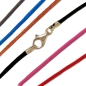 Preview: Lederband 1,3 oder 2mm 21 Farben mit 925 Silber Karabiner