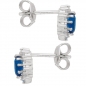 Preview: Ohrstecker oval 8x7mm Zirkonia blau weiss 925 Silber