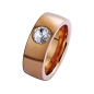 Preview: Ring aus Edelstahl rose-vergoldet 10mm mit Zirkonia kristall