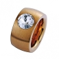 Preview: Ring Edelstahl rose-vergoldet 14mm mit Zirkonia kristall