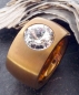 Preview: Ring Edelstahl vergoldet 14mm mit Zirkonia kristall