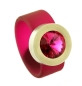 Preview: Edelstahl PVC Ring fuchsia mit Krsitall Stein nach Wahl