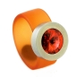 Preview: Edelstahl PVC Ring orange mit Kristall Steine nach Wahl