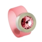 Preview: Edelstahl PVC Ring rosa mit Kristall Steine nach Wahl