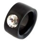 Preview: Ring aus Edelstahl schwarz 14 mm mit Kristall Steinen nach Wahl