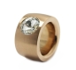 Preview: Ring aus Edelstahl rose 14 mm mit Kristall Stein nach Wahl