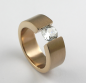 Preview: Ring Edelstahl rose vergoldet mit Zirkonia 7mm