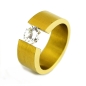 Preview: Ring Edelstahl vergoldet mit Zirkonia 7mm