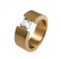 Preview: Ring Edelstahl rose vergoldet mit Zirkonia 7mm