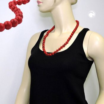 Kette 12mm Kunststoffperlen rot-schwarz-marmoriert 70cm