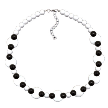 Kette 18mm Kunststoff Scheiben weiß Perle schwarz 42cm