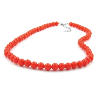 Kette 8mm Kunststoffperlen orange-rot-glänzend 50cm