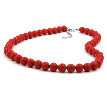 Kette 10mm Kunststoffperlen rot-glänzend 70cm