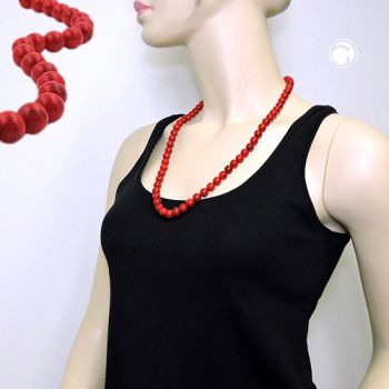 Kette 10mm Kunststoffperlen rot-schwarz-marmoriert 70cm