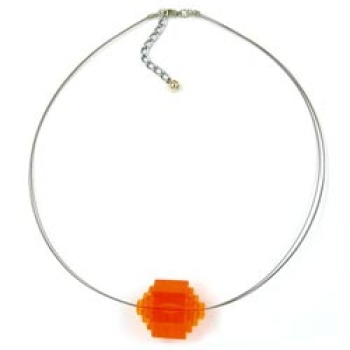 Kette Drahtkette Stufenperle orange-transparent Kunststoffperlen 45cm