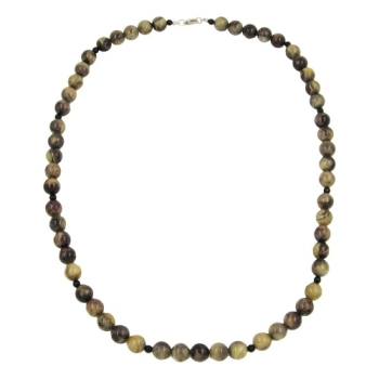 Kette Perlen 12mm Perle Kunststoff oliv-schwarz-marmor 75cm