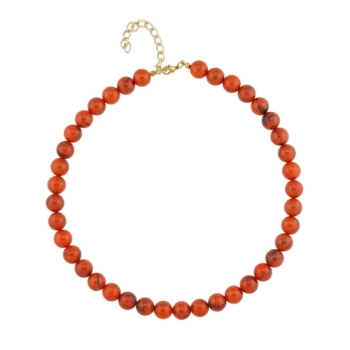 Kette 10mm Rundperle orange-schwarz-marmoriert Kunststoff 40cm