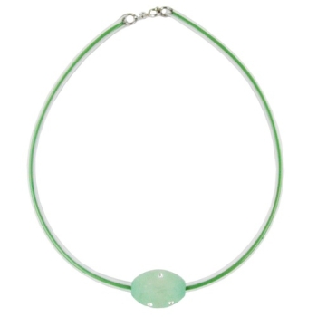 Kette 26x20mm Olive mint-kristall transparenter Gummi-Schlauch 42cm