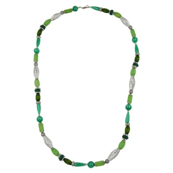 Kette mint-seide kiwi-grün Kunststoff multi-color silberfarben 90cm