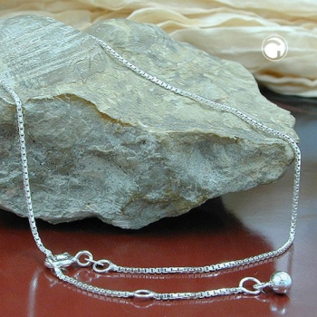 Fußkette 1mm Venzianerkette längenvariabel mit 3 Ösen Silber 925 27cm