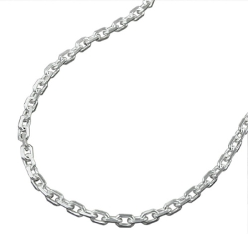 Armband 2mm Ankerkette 8x diamantiert Silber 925 19cm