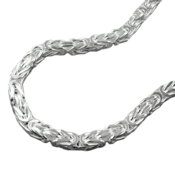 Kette 4x4mm Königskette vierkant glänzend Silber 925 50cm