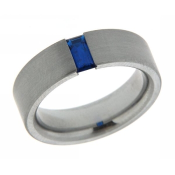 Ring 6mm mit synth. blau-Spinell Edelstahl