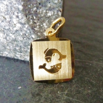 Anhänger Sternzeichen eckig 11x10mm Fische 8Kt 333 GOLD