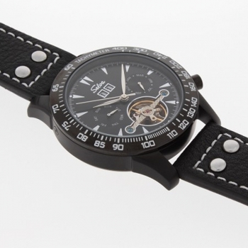 SELVA Herren Armbanduhr Hector Tachymeter schwarz