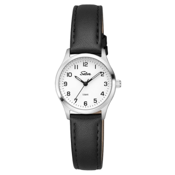 SELVA Damen Quarz Armbanduhr mit Lederband Zifferblatt weiß Ø 27mm