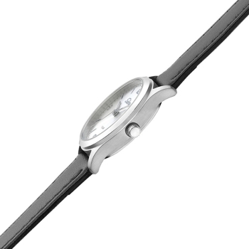 SELVA Damen Quarz Armbanduhr mit Lederband Zifferblatt silber Ø 27mm