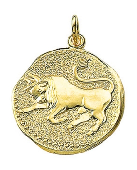 Anhänger Sternzeichen Stier Relief rund 18mm 8Kt 333 GOLD