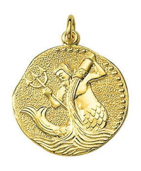 Anhänger Sternzeichen Wassermann Relief rund 18mm 8Kt 333 GOLD