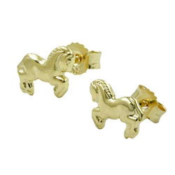 Ohrstecker Ohrring 6x7mm Pferde glänzend 9Kt GOLD