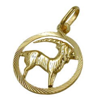 Anhänger 15mm Sternzeichen Steinbock 9Kt GOLD