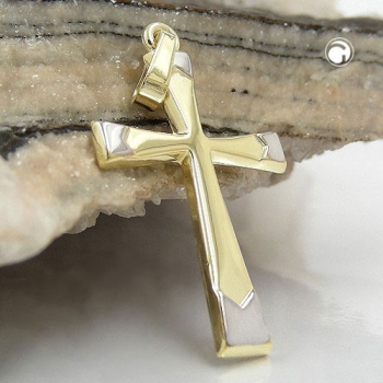 Anhänger Kreuz bicolor 14Kt GOLD