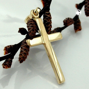 Anhänger 22x13mm Kreuz matt-glänzend 9Kt GOLD