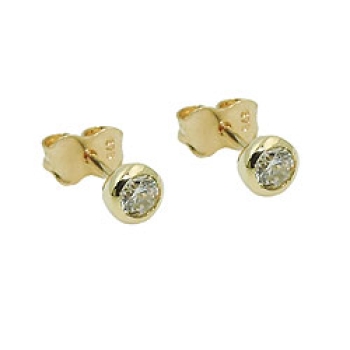 Ohrstecker Ohrring 4mm Zirkonia rund 9Kt GOLD