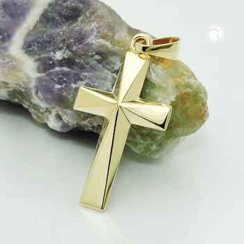 Anhänger 21x13mm Kreuz glänzend Mitte winklig ausgeformt 9Kt GOLD