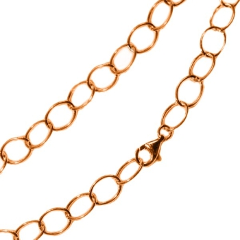 Kette Collier Anker oval rund 7,5mm Silber 925, vergoldet, rosé vergoldet 60cm