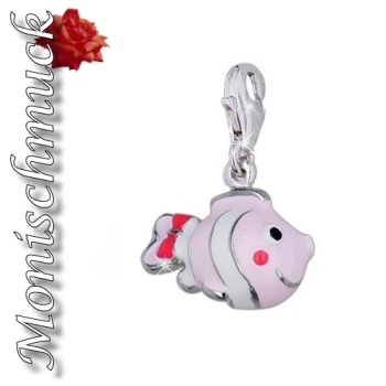 Anhänger Charm 925 Silber "Fisch rosa"