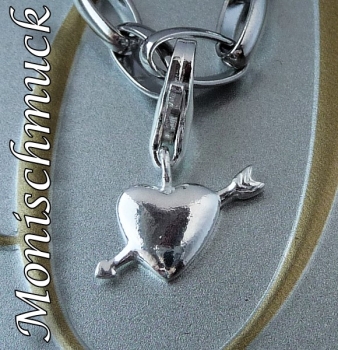 Anhänger Charm 925 Silber Herz Pfeil Amour